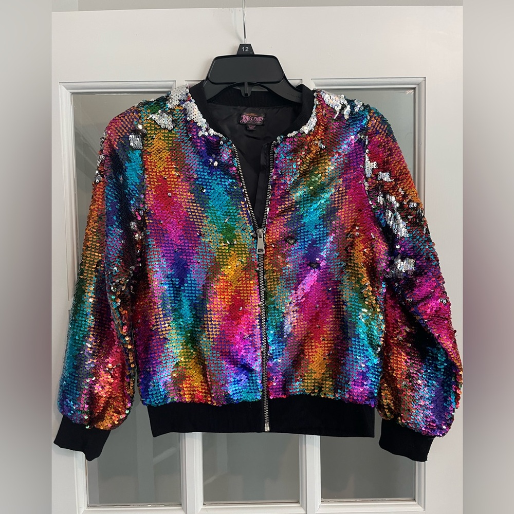 Girls Multicolor Sequin JoJo Closet Bomber Jacket Dream Collection~10-12 Large